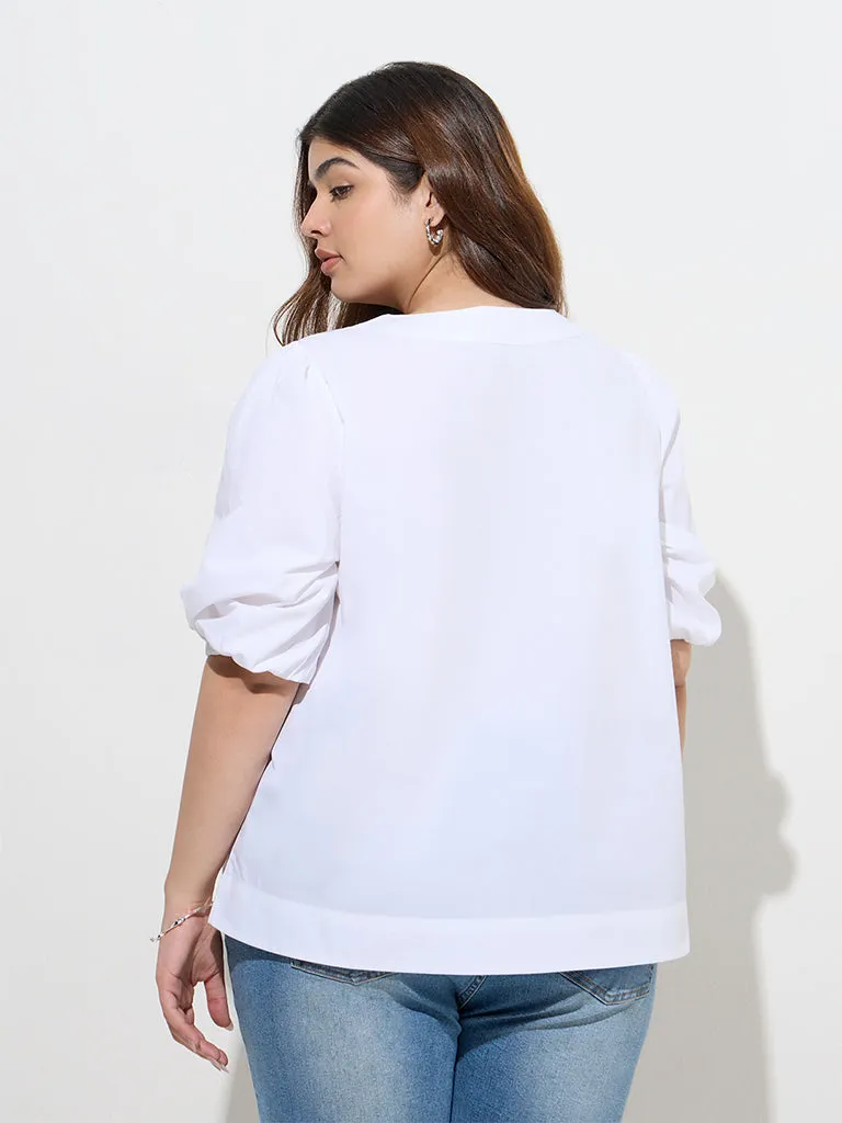 Gia White Solid Cotton Top