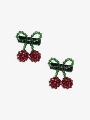Girls 2 Pack Cherry Hair Clips in Red