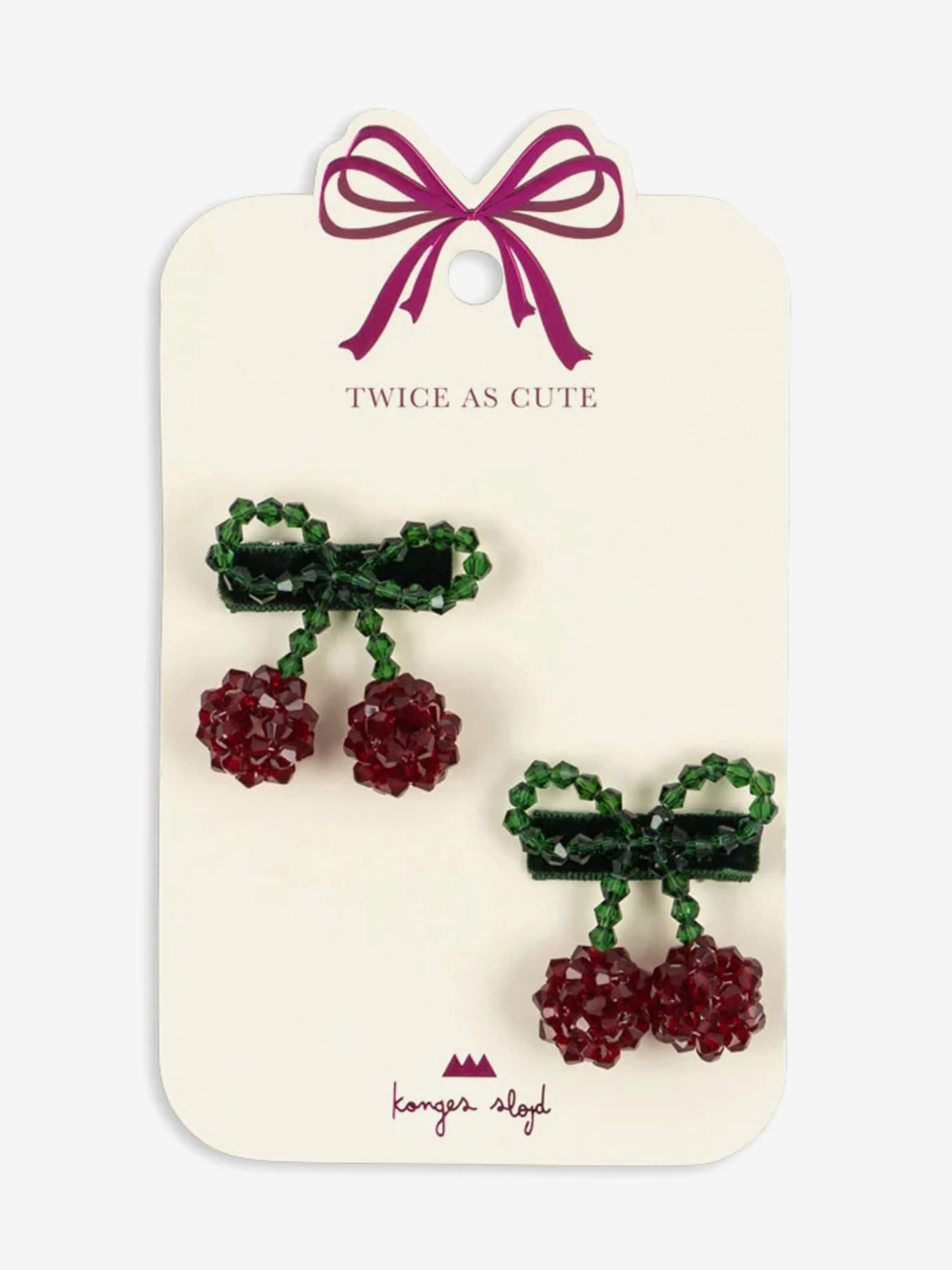 Girls 2 Pack Cherry Hair Clips in Red