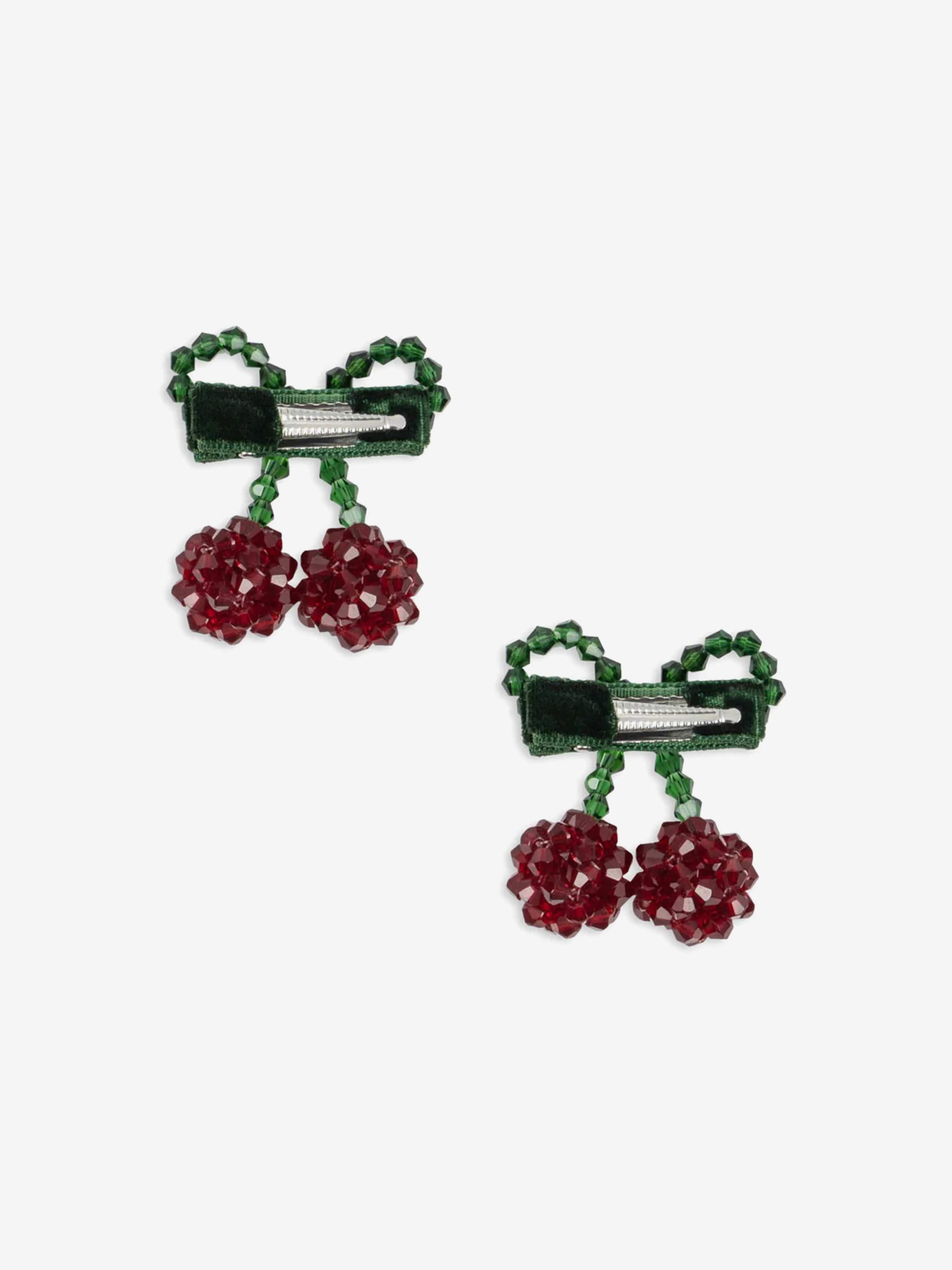 Girls 2 Pack Cherry Hair Clips in Red