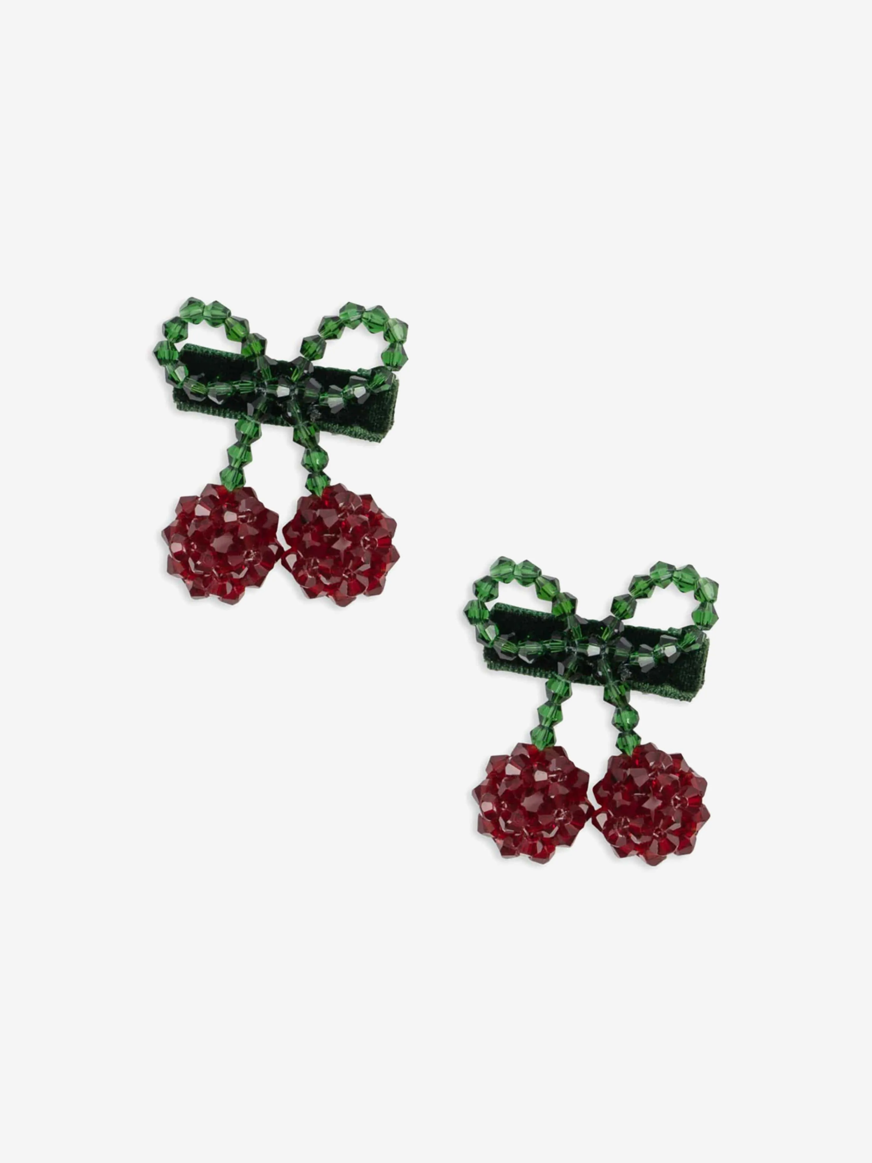 Girls 2 Pack Cherry Hair Clips in Red