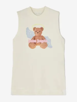Girls Bear Angel Tank Dress in Ivory