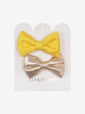 Girls Bow Hairclip Set in Gold