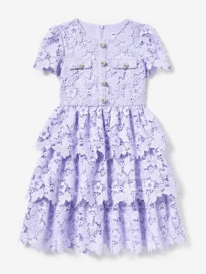 Girls Butterfly Lace Dress in Purple