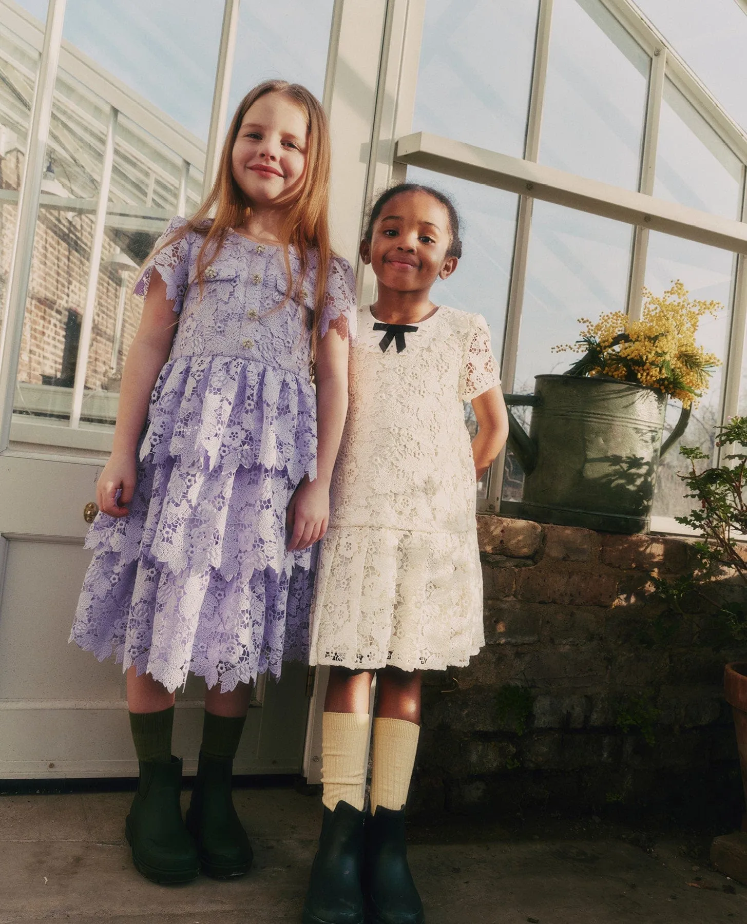 Girls Butterfly Lace Dress in Purple