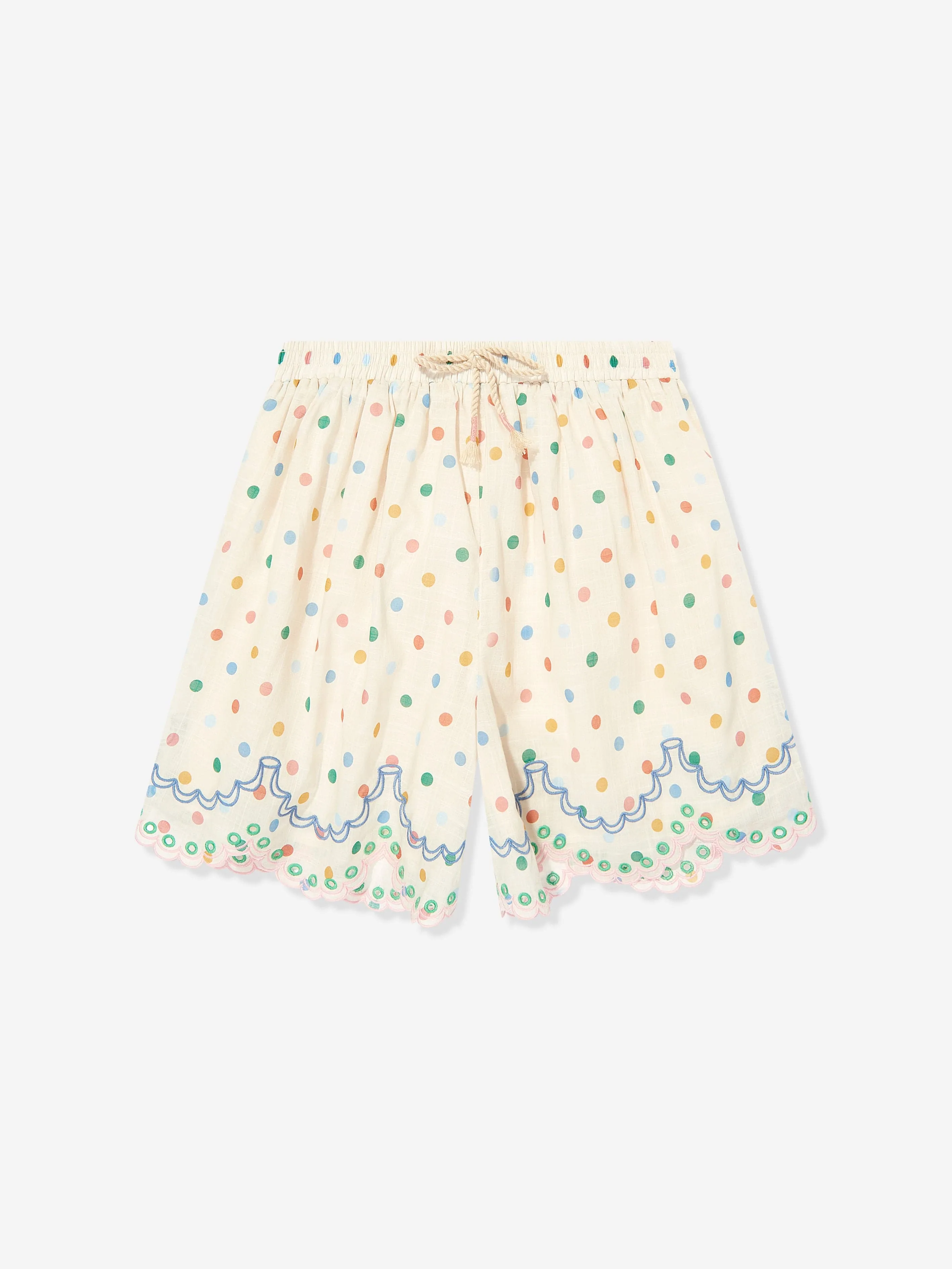 Girls Everley Embroidered Shorts in Ivory