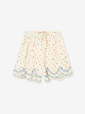 Girls Everley Embroidered Shorts in Ivory