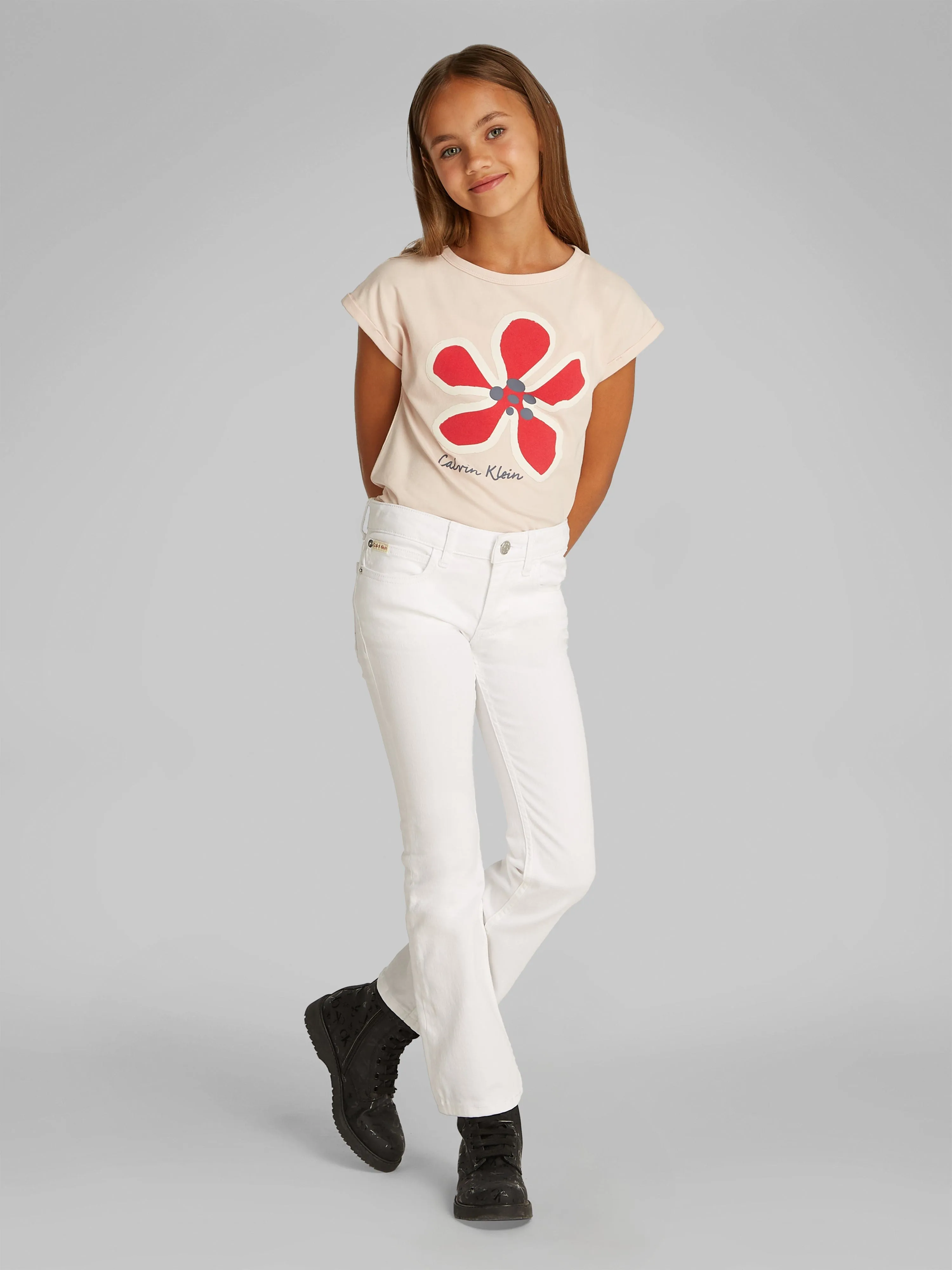 Girls Flared Jeans in White