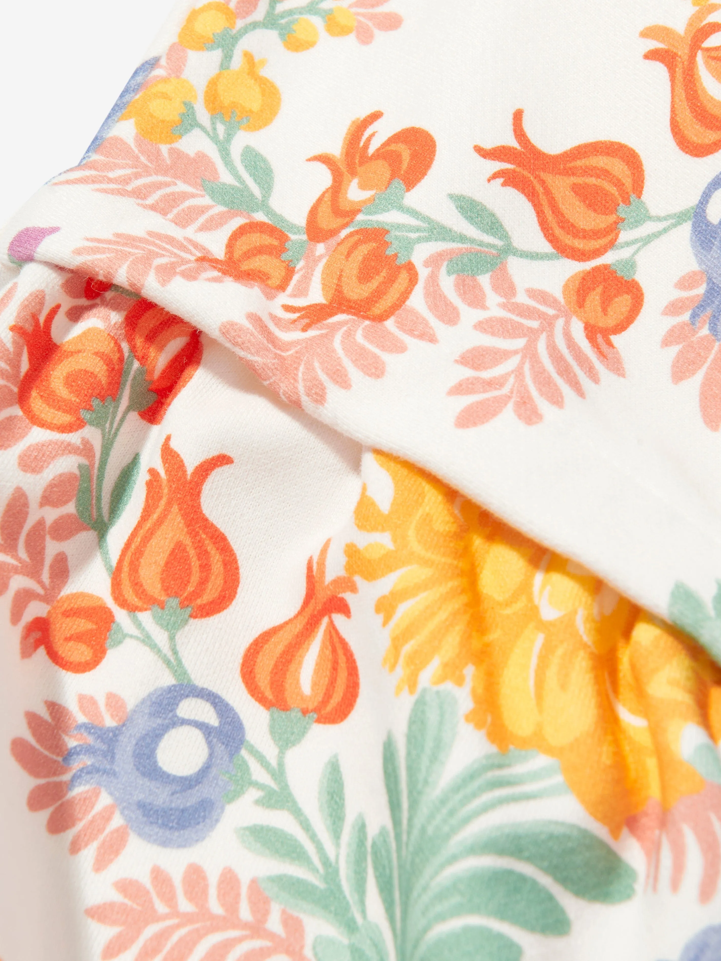 Girls Floral Zip Up Top in Ivory