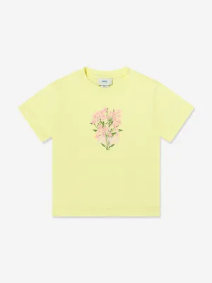 Girls Flower Embroidered T-Shirt in Yellow