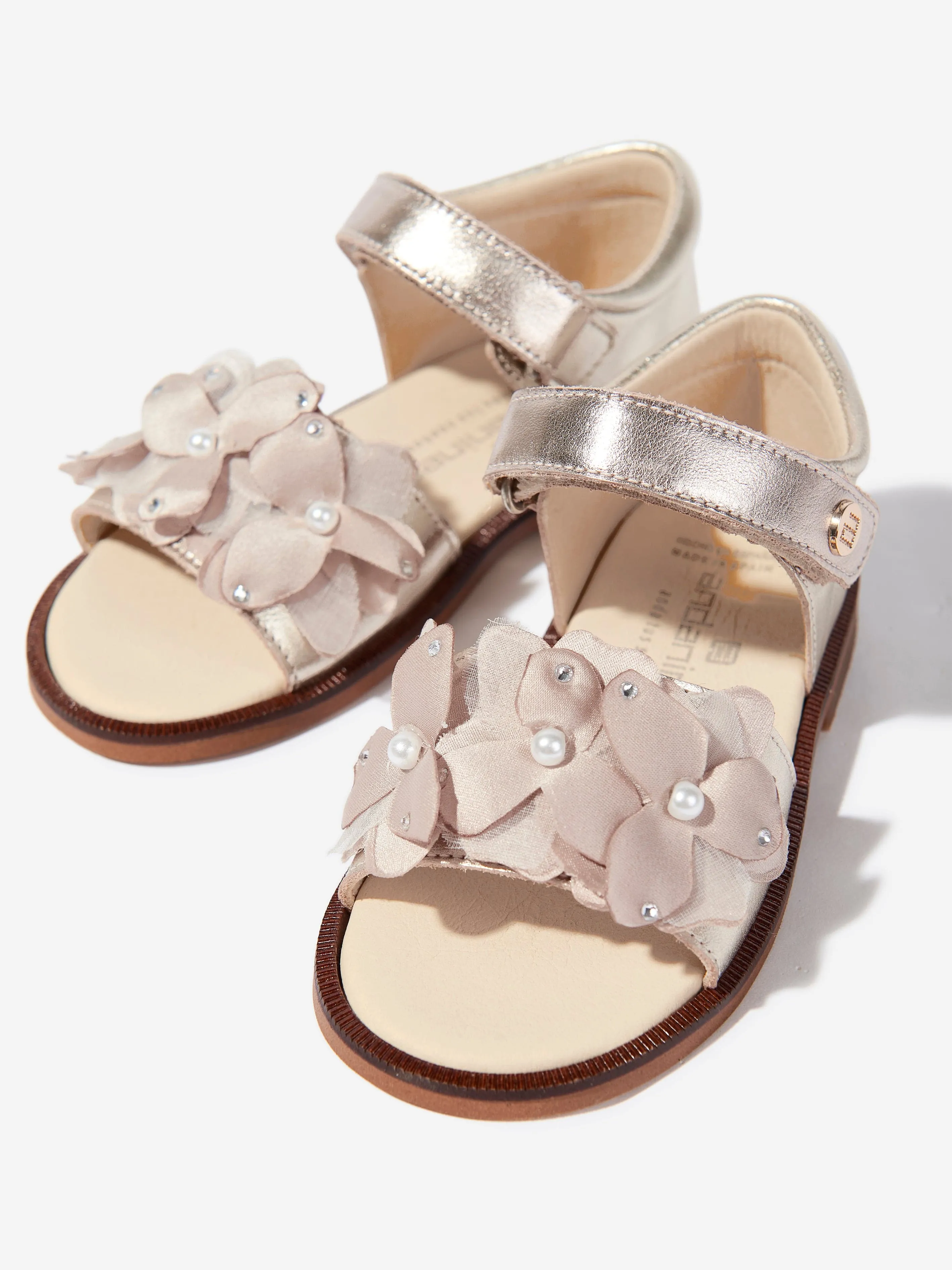 Girls Flower Sandals in Gold