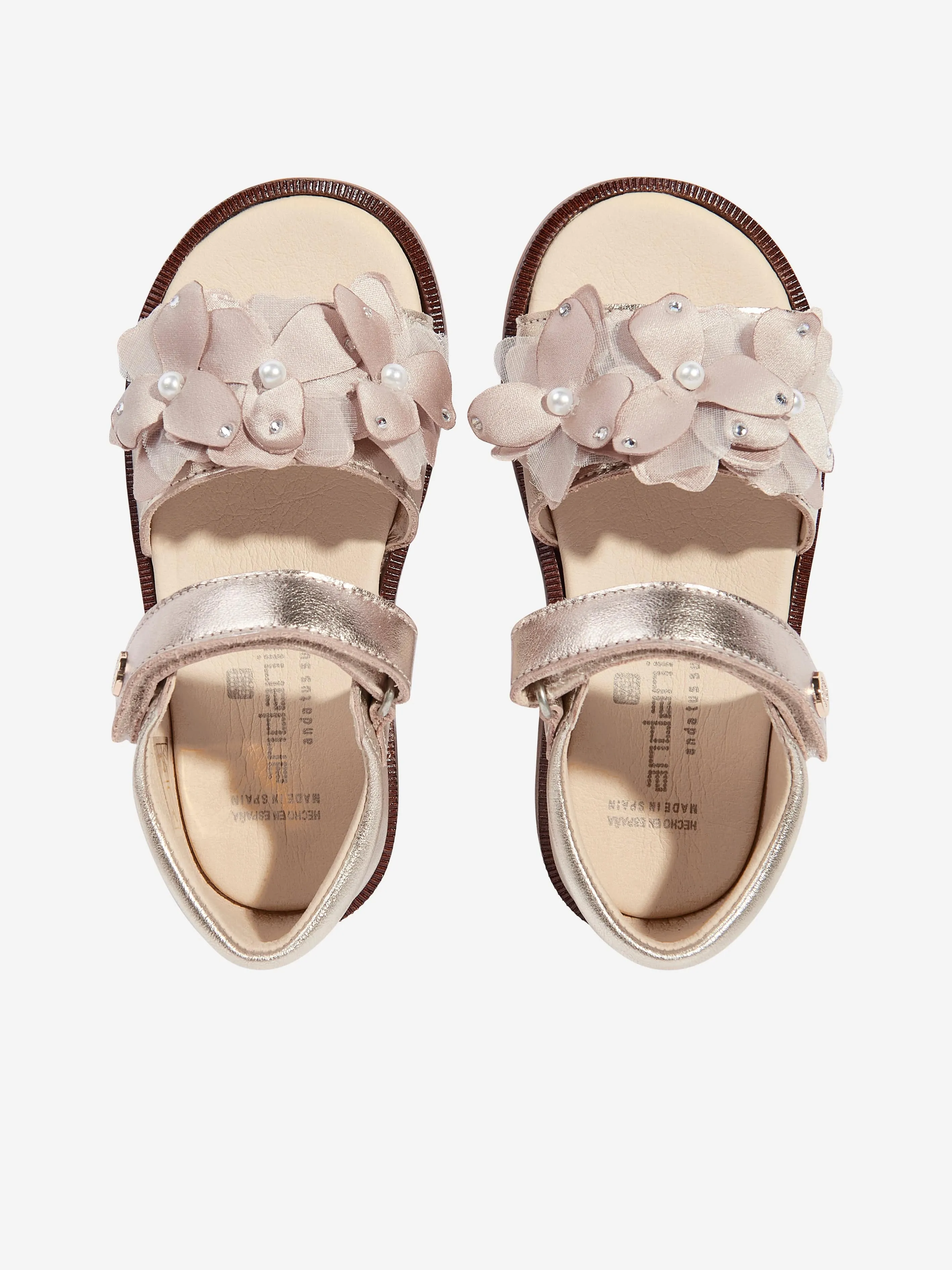 Girls Flower Sandals in Gold