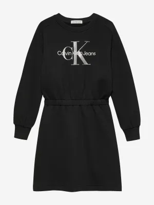 Girls Glitter Monologo Sweater Dress in Black