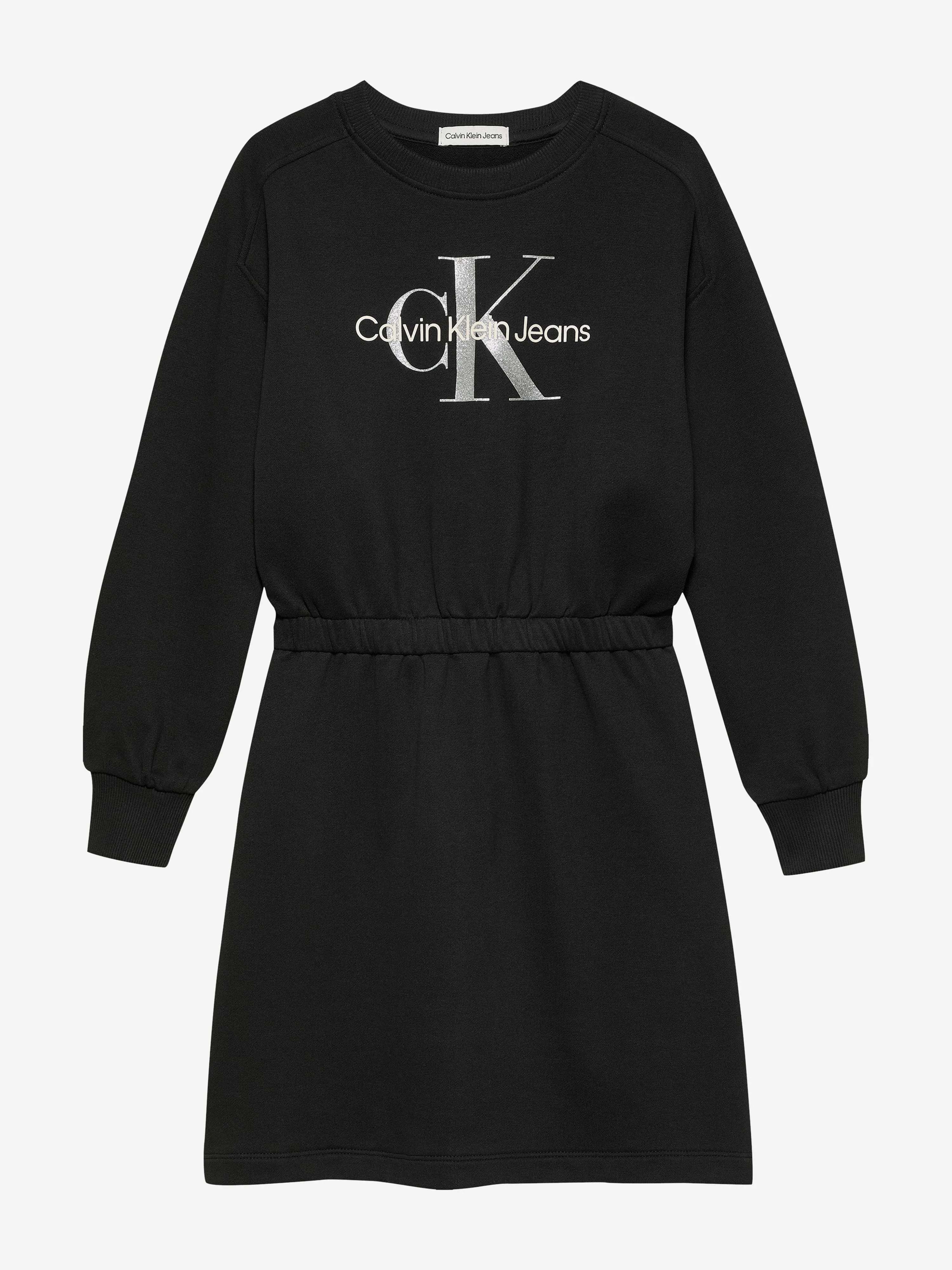 Girls Glitter Monologo Sweater Dress in Black