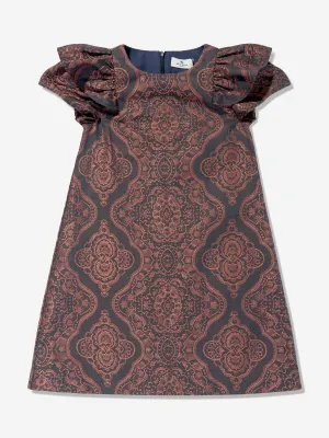 Girls Jacquard Dress in Navy