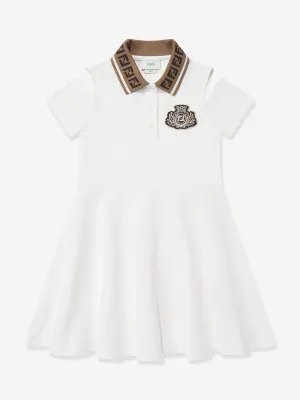 Girls Logo Polo Dress in White