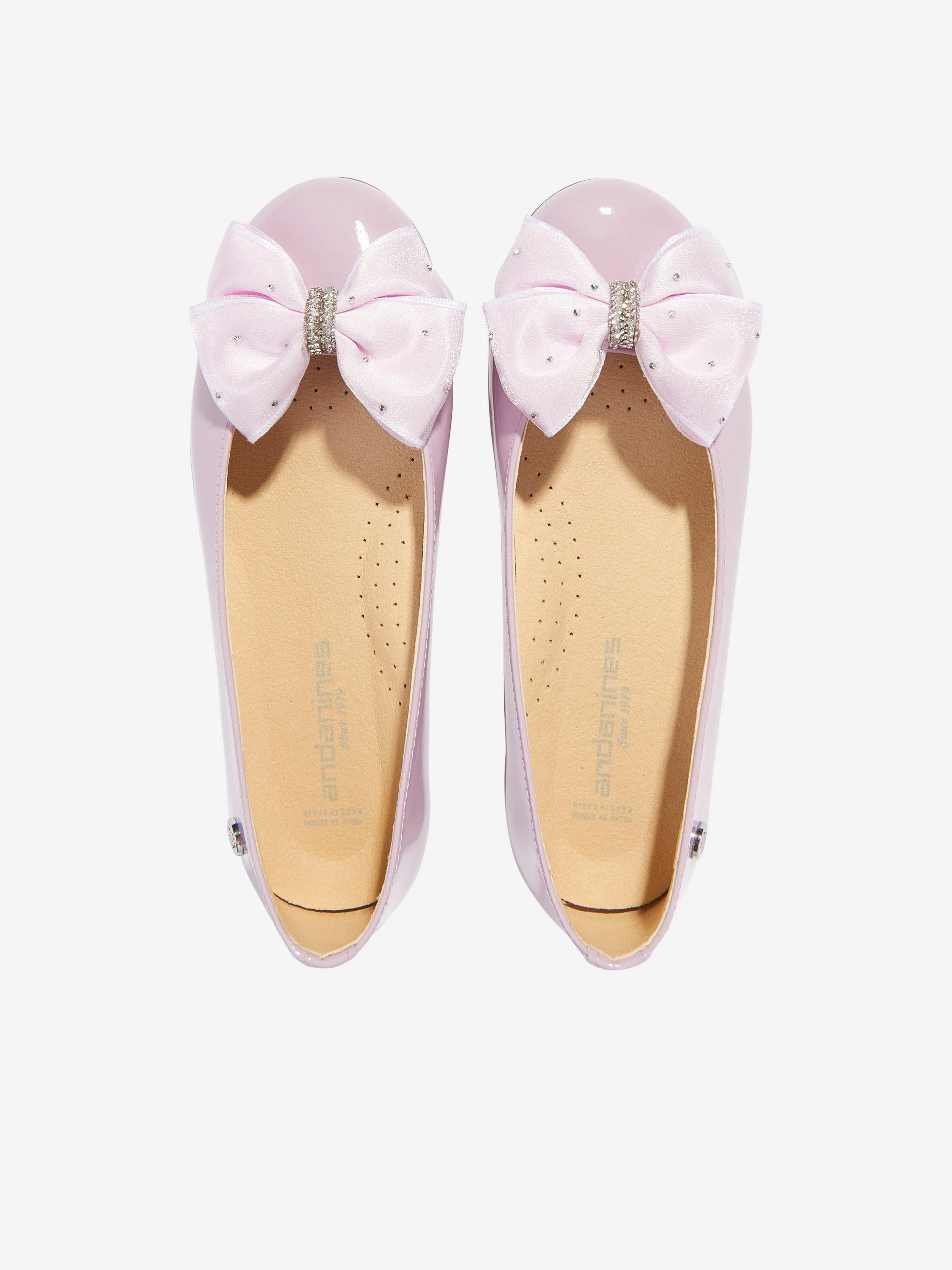 Girls Patent Leather Bow Ballerinas in Purple