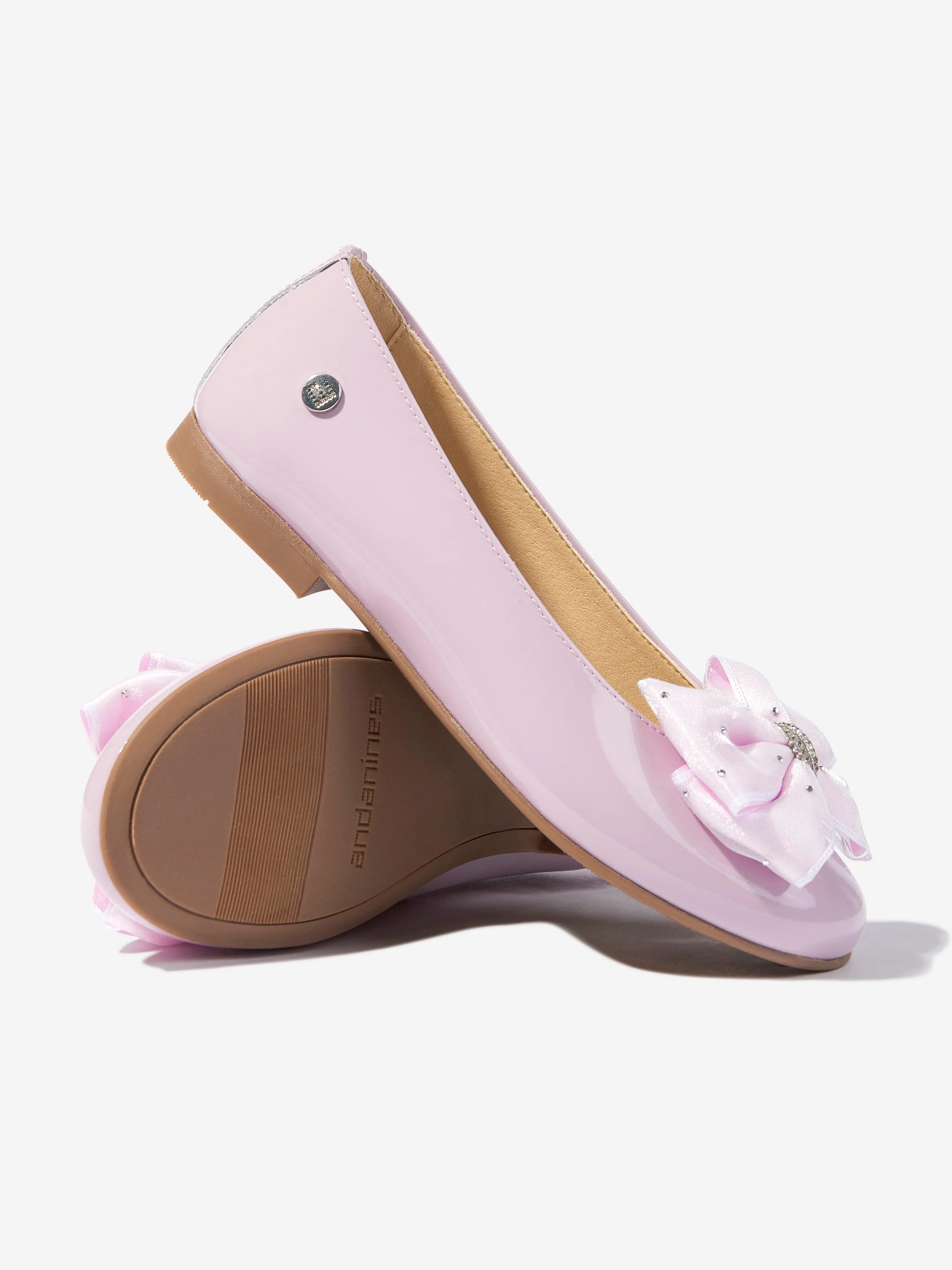 Girls Patent Leather Bow Ballerinas in Purple