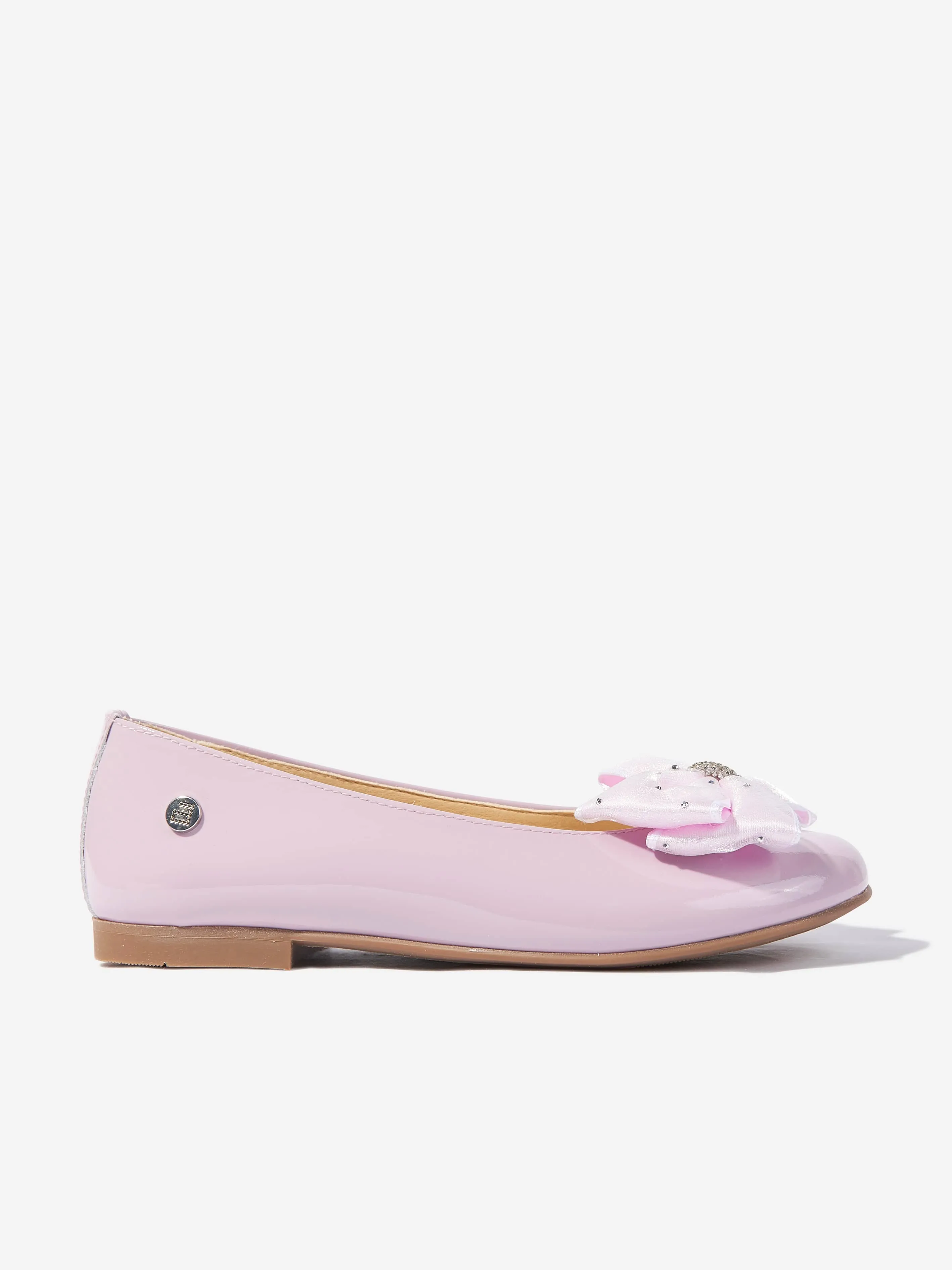 Girls Patent Leather Bow Ballerinas in Purple