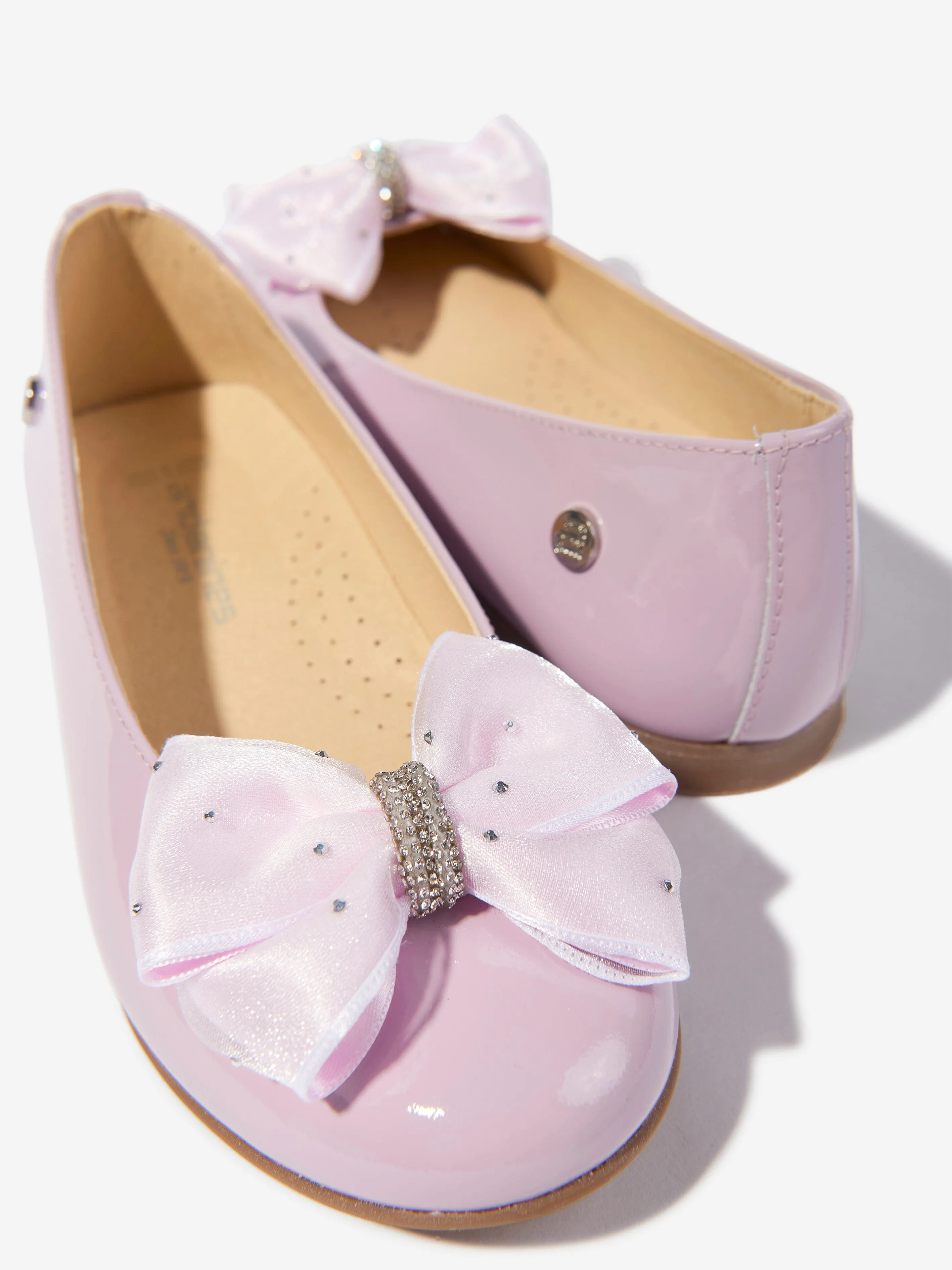 Girls Patent Leather Bow Ballerinas in Purple