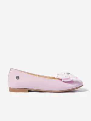 Girls Patent Leather Bow Ballerinas in Purple