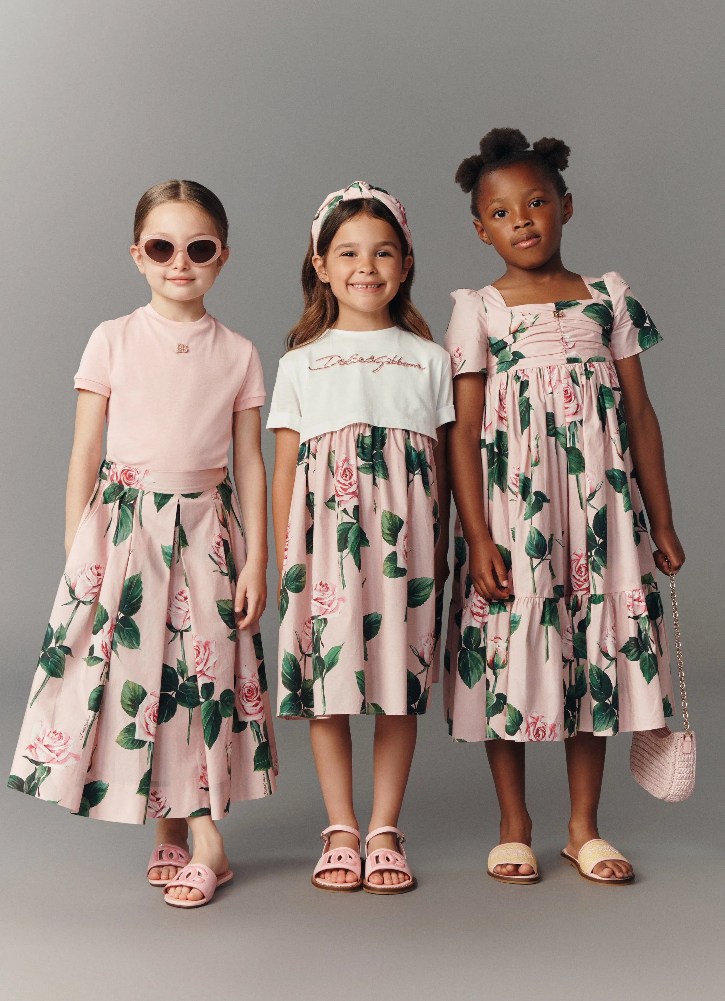 Girls Rose Print Skirt in Pink