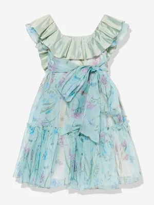 Girls Selena Floral Ruffle Occaion Dress in Blue