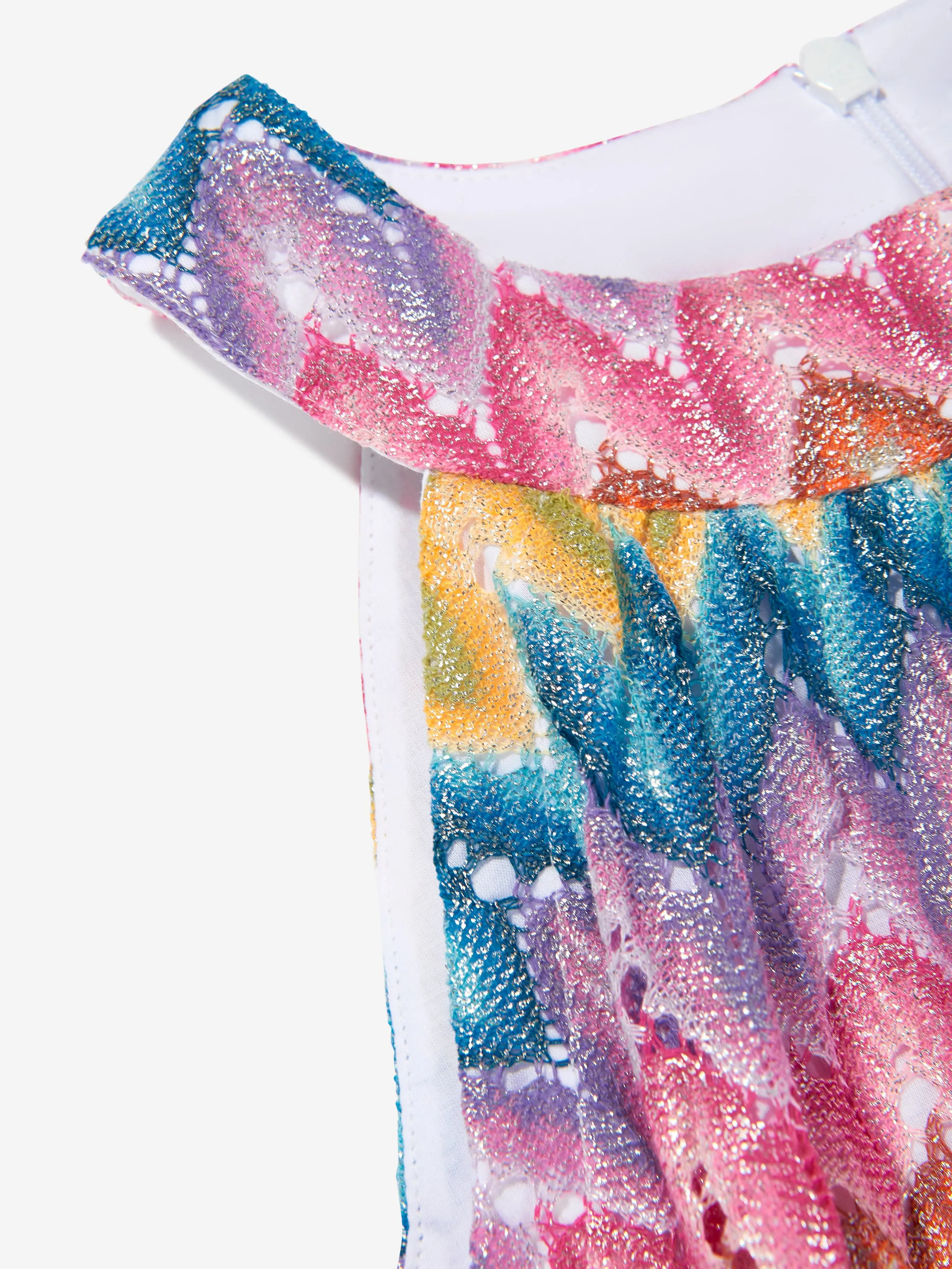 Girls Sleeveless Zigzag Top in Multicolour