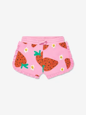 Girls Strawberry Jersey Shorts in Pink