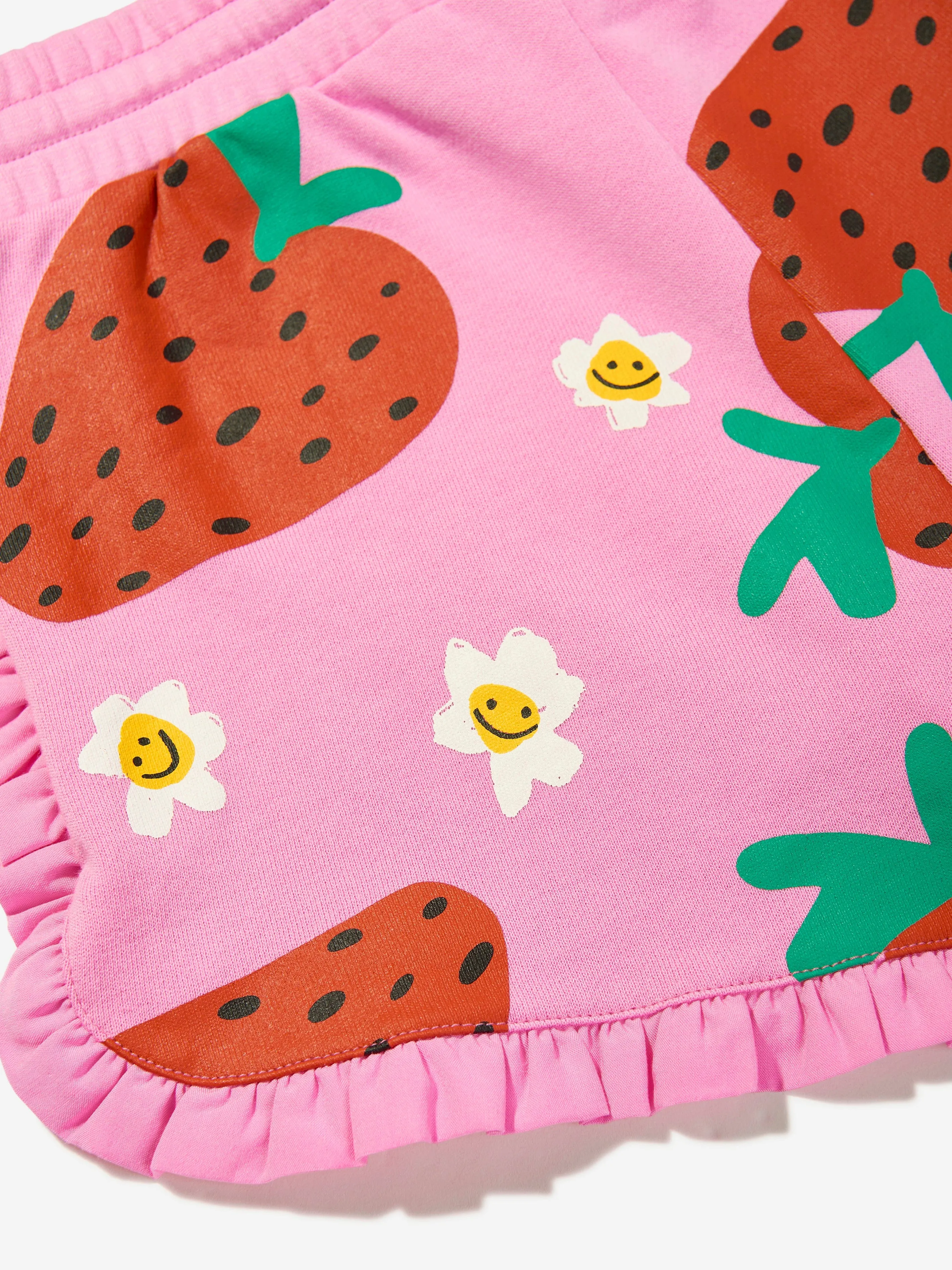 Girls Strawberry Jersey Shorts in Pink