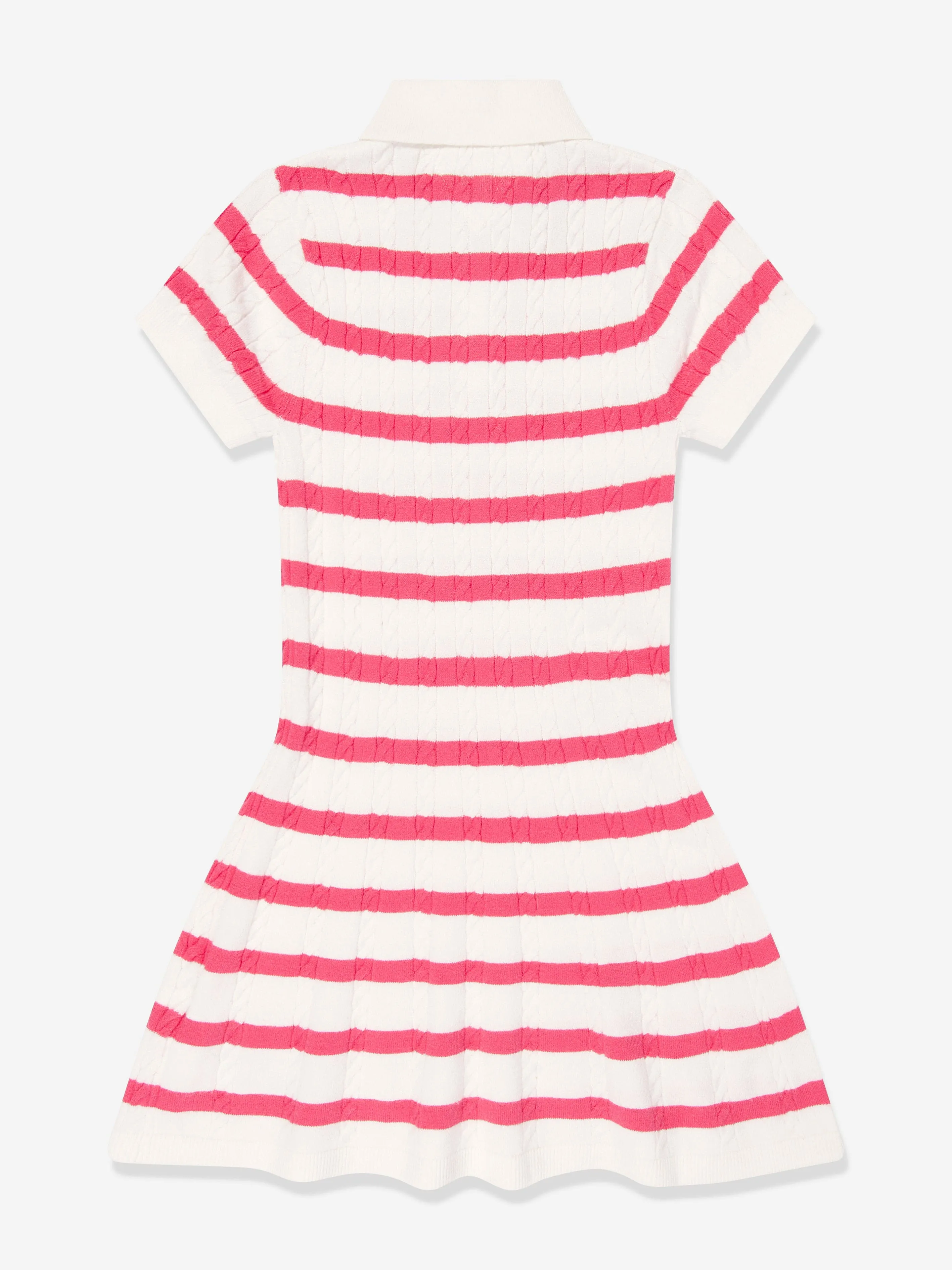 Girls Striped Polo Dress in Pink
