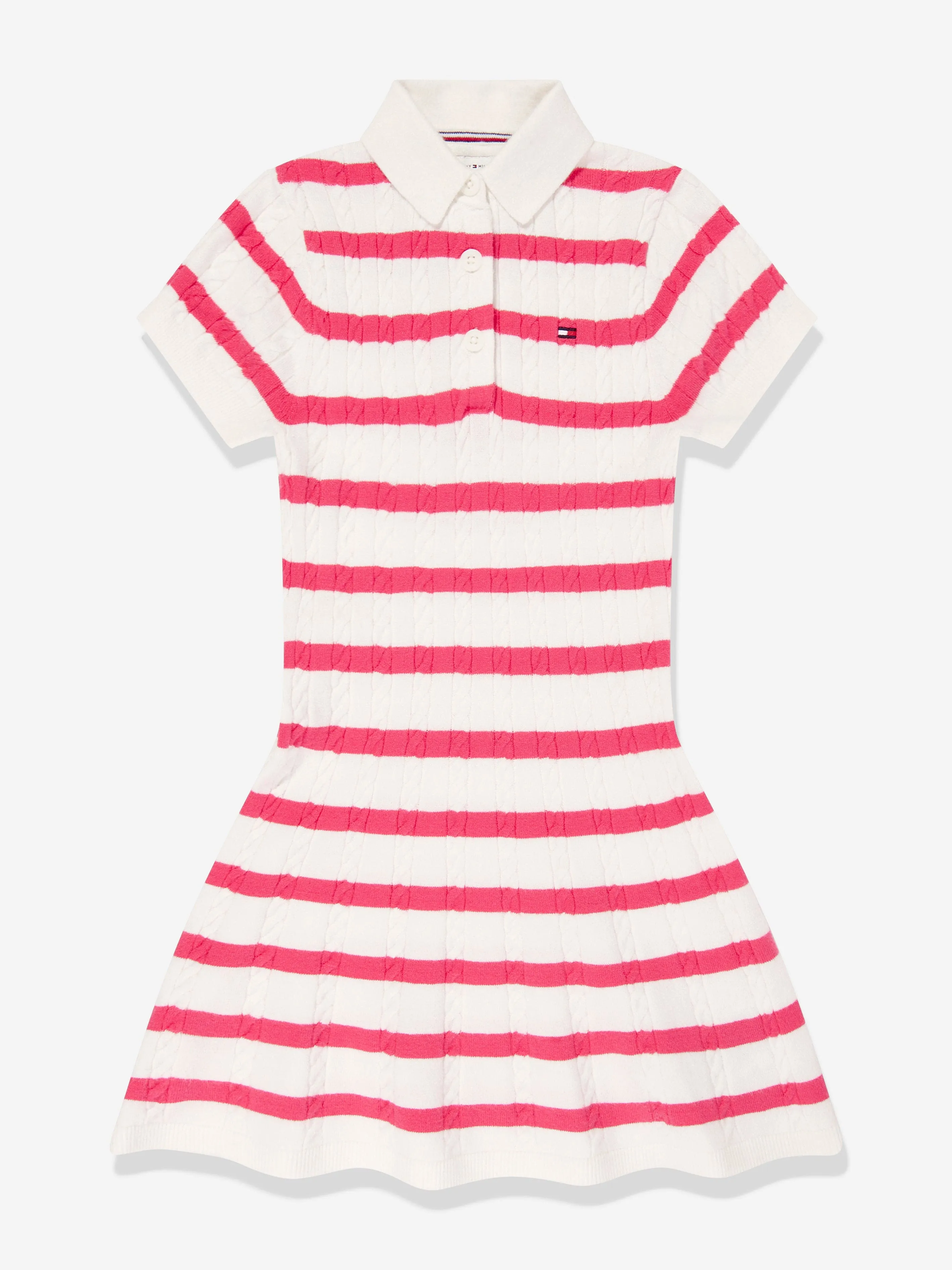 Girls Striped Polo Dress in Pink