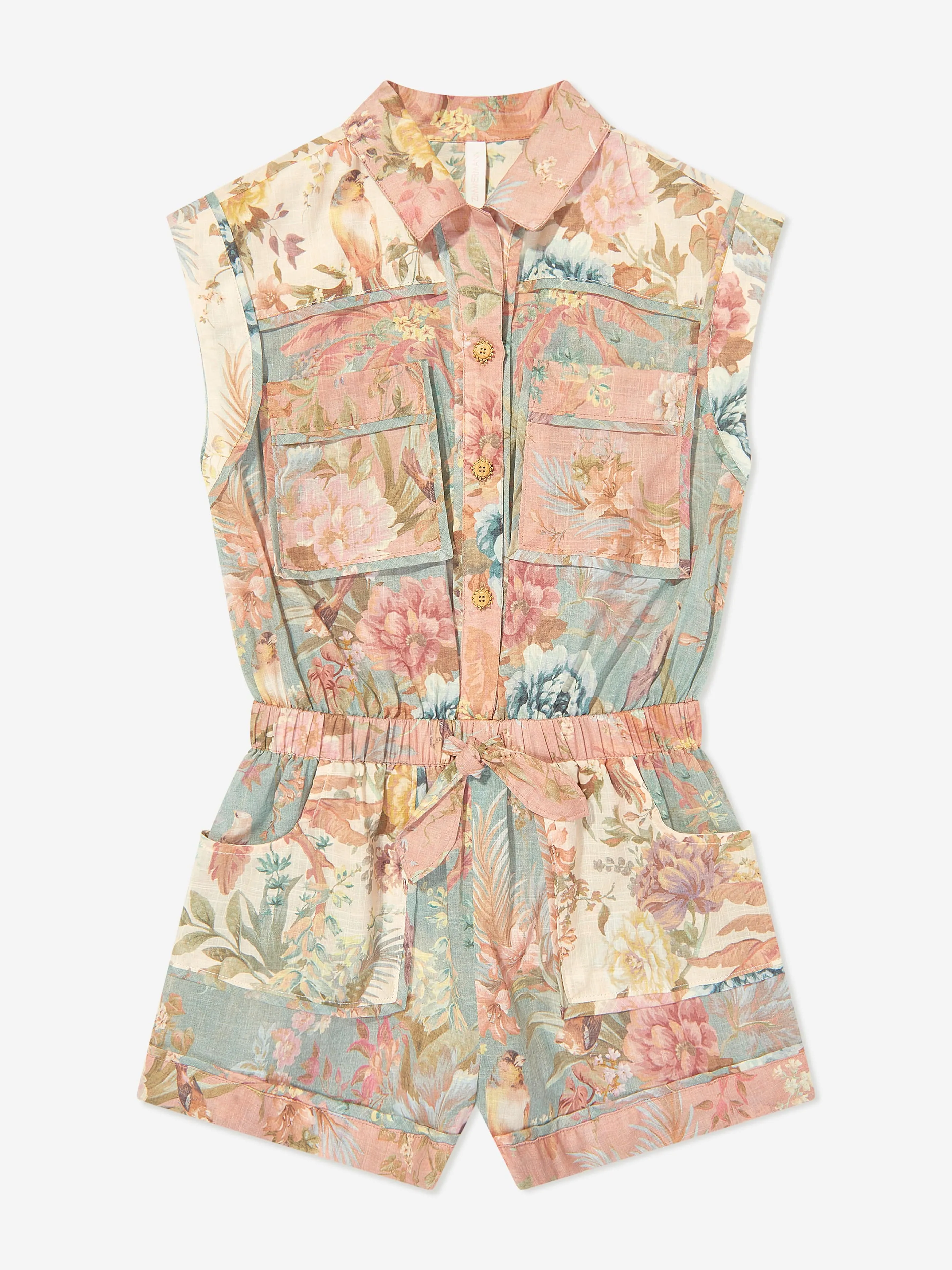 Girls Tallow Pocket Playsuit in Multicolour