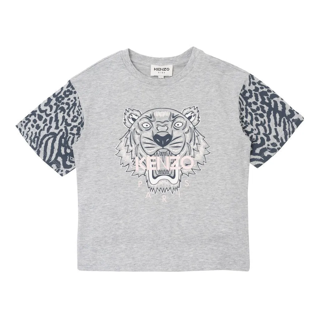 Gray Tiger Print T-Shirt