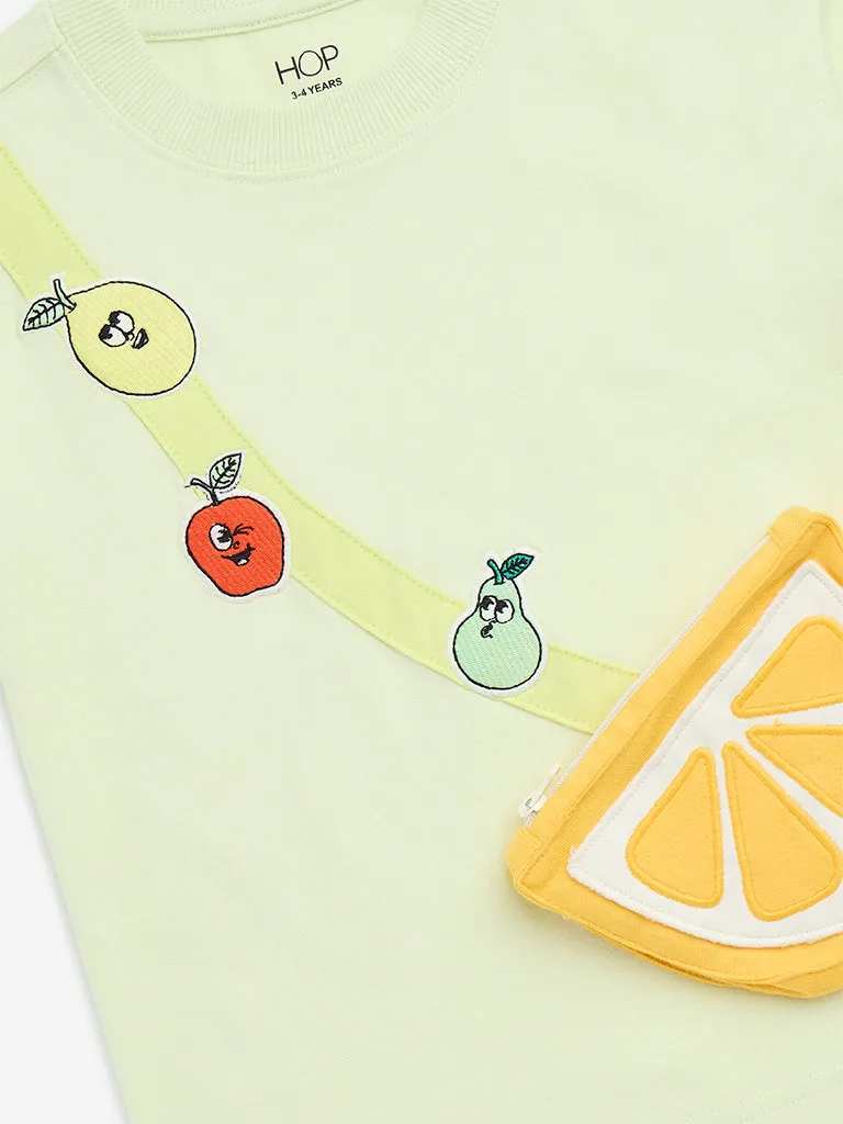 HOP Kids Lime Fruit Printed Cotton T-Shirt
