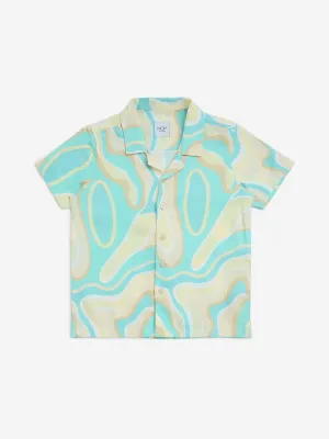 HOP Kids Multicolour Marble Printed Resort-Fit Shirt