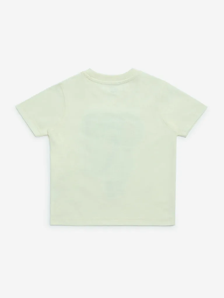 HOP Kids Off-White Animal Printed Cotton T-Shirt