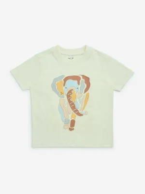HOP Kids Off-White Animal Printed Cotton T-Shirt
