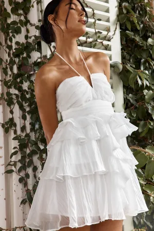 Joy Of Life Layered Ruffle Mini Dress Off White
