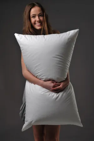 King Size Soft Density Low Profile Pillow 95% European Duck Down German Batiste TE100