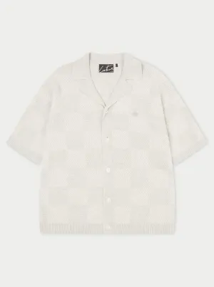 KNITTED CHECKERBOARD SHIRT - GREY