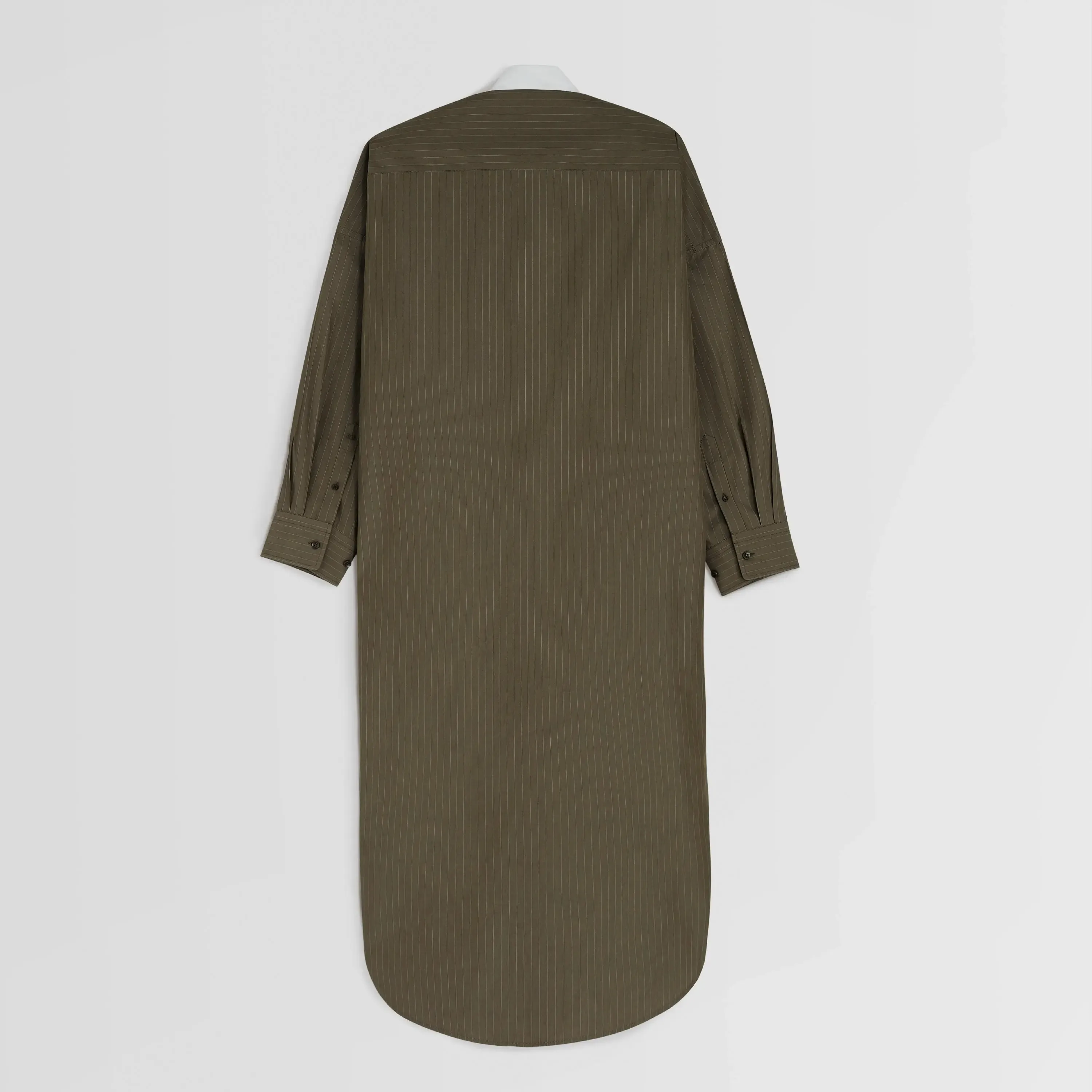 LONG SHIRT DRESS | tobacco white pinstripe cotton