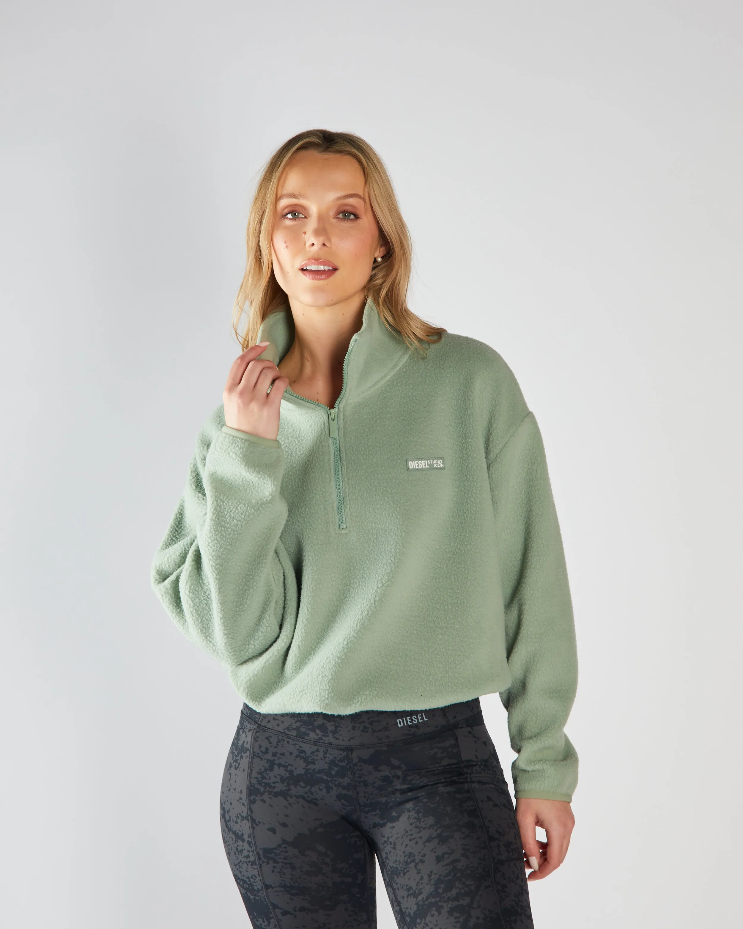 Mazie Fleece Half Zip Moss Green