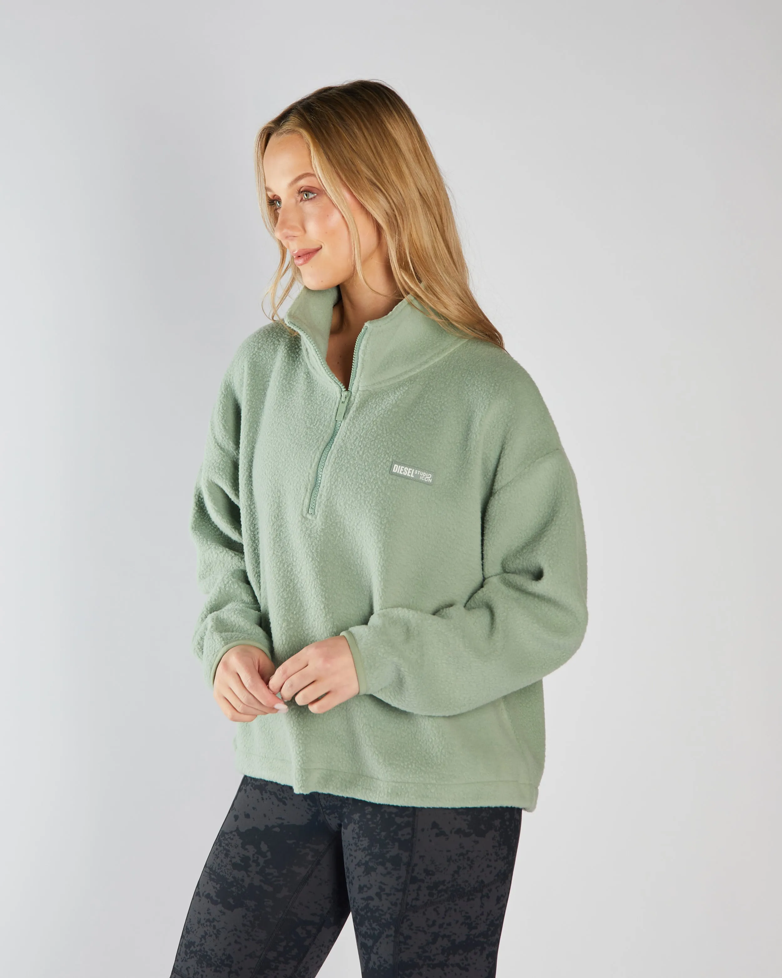 Mazie Fleece Half Zip Moss Green