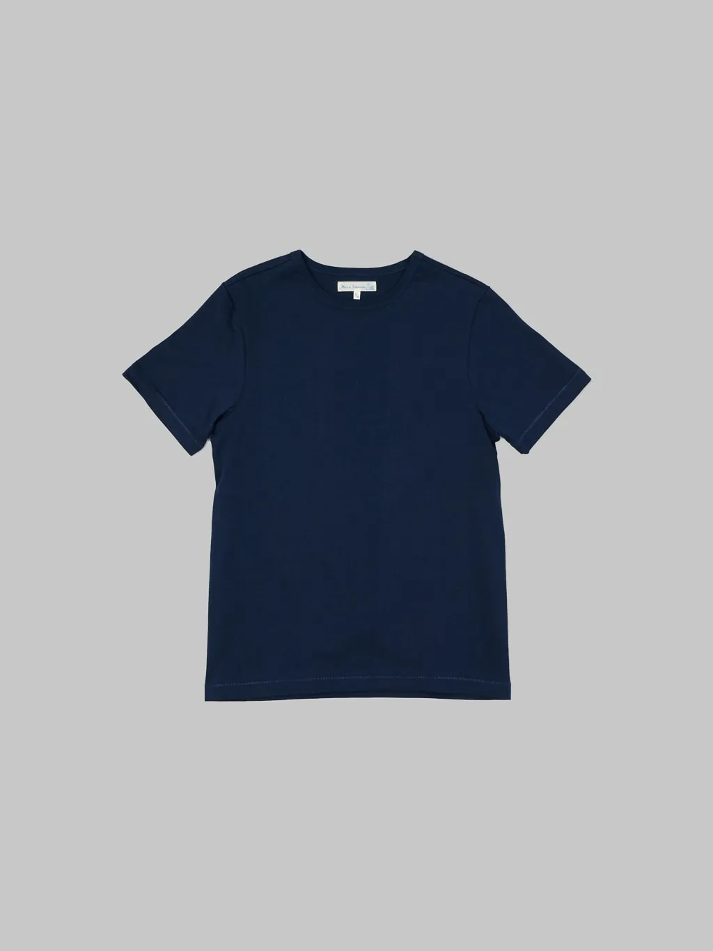 Merz b. Schwanen 215 2-Thread Heavyweight 7.2oz Crewneck Loopwheeled Classic Fit T-Shirt Ink Blue