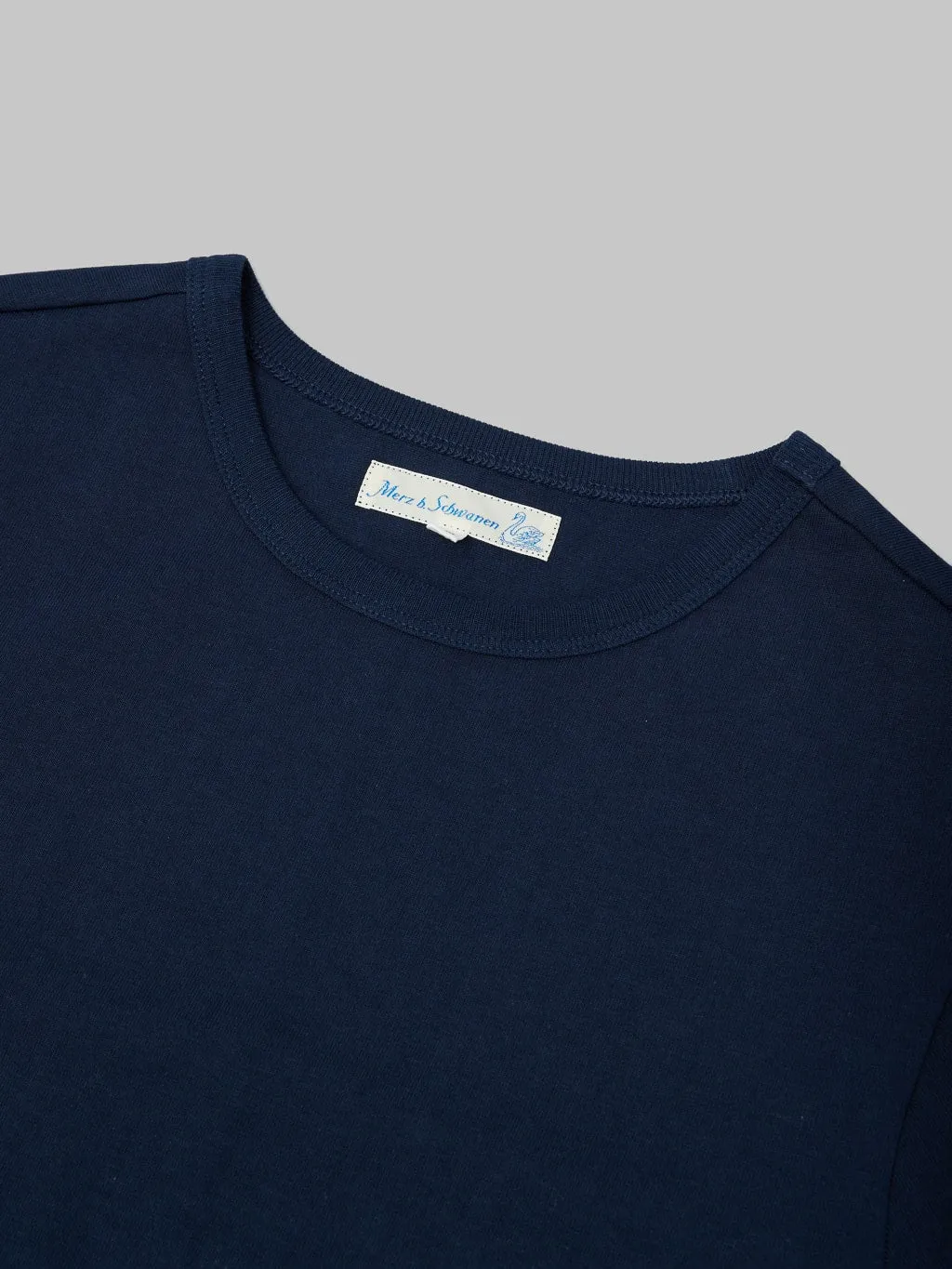 Merz b. Schwanen 215 2-Thread Heavyweight 7.2oz Crewneck Loopwheeled Classic Fit T-Shirt Ink Blue