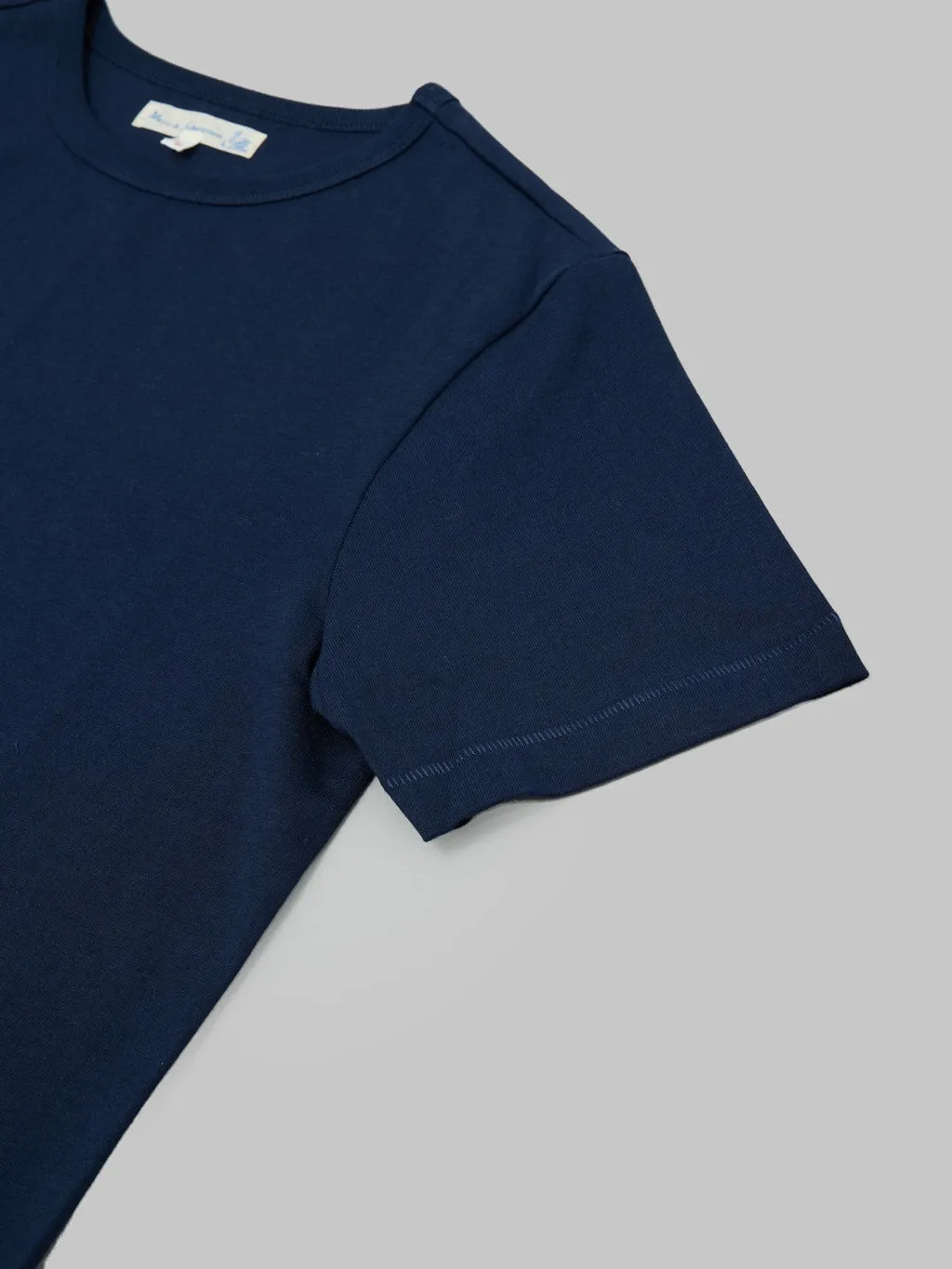 Merz b. Schwanen 215 2-Thread Heavyweight 7.2oz Crewneck Loopwheeled Classic Fit T-Shirt Ink Blue