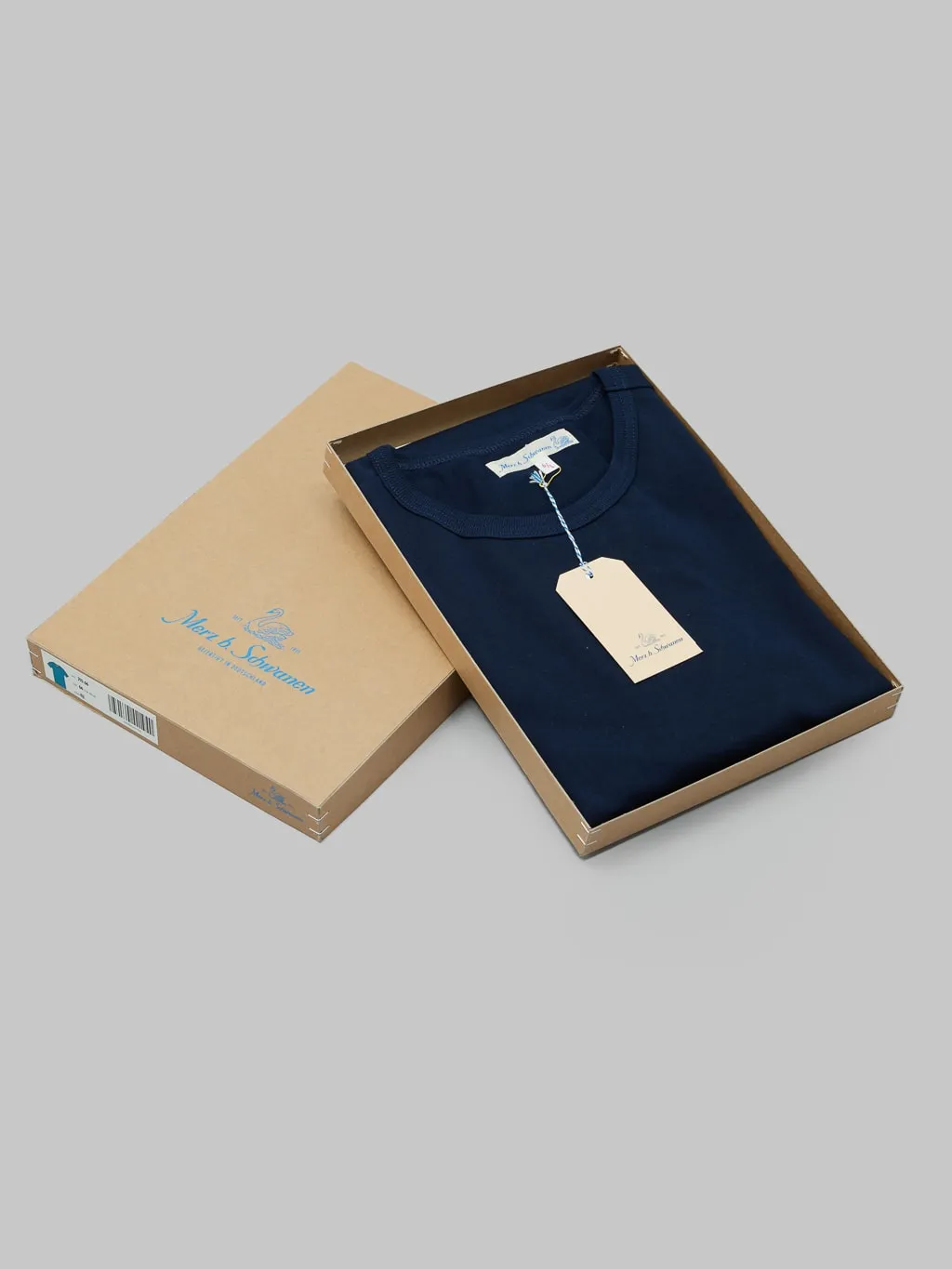 Merz b. Schwanen 215 2-Thread Heavyweight 7.2oz Crewneck Loopwheeled Classic Fit T-Shirt Ink Blue
