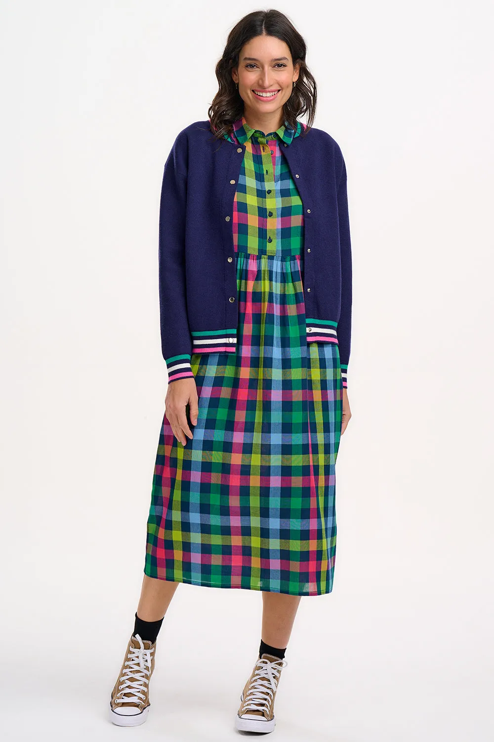 Monay Knitted Bomber - Navy. Sports Stripe