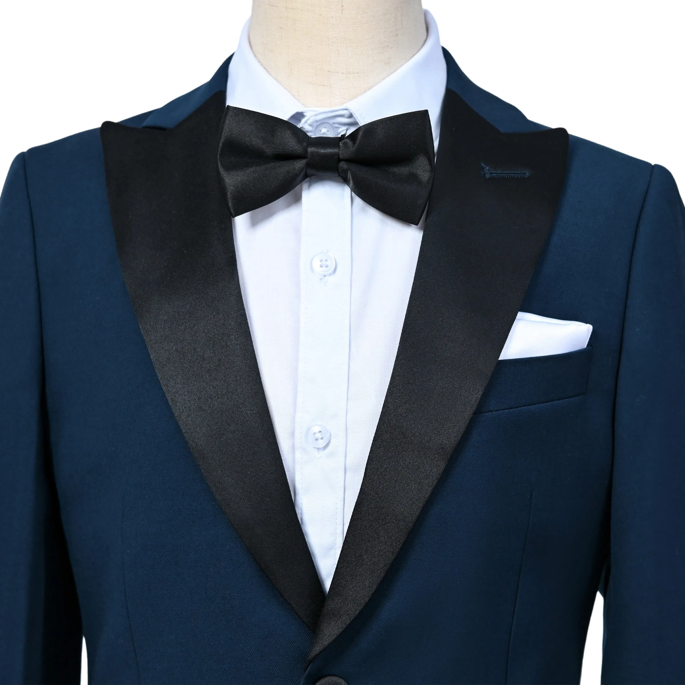 Navy Peak Lapel Trim Wool Suit